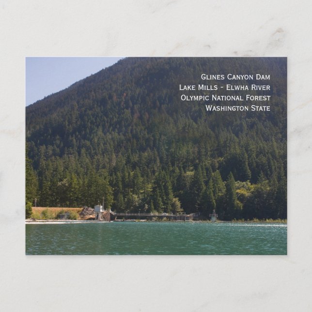 Lake Mills and Glines Canyon Dam Postcard (Front)