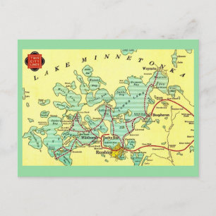 Lake Minnetonka Map Postcard