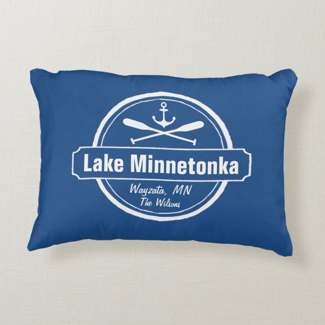 Lake Minnetonka Minnesota anchor town and name Decorative Cushion (Back)