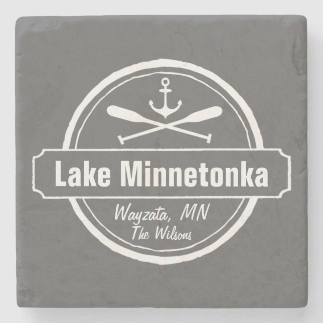 Lake Minnetonka Minnesota anchor town and name Stone Coaster (Front)