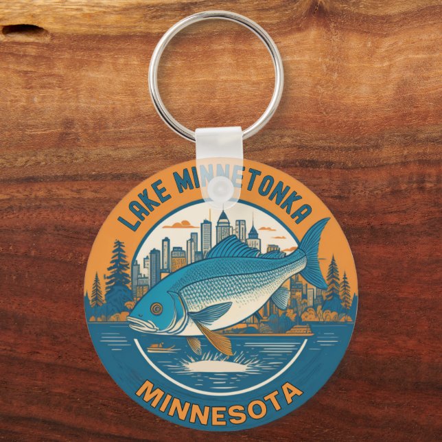  Lake Minnetonka, Minnesota fishing and boating Key Ring (Back)