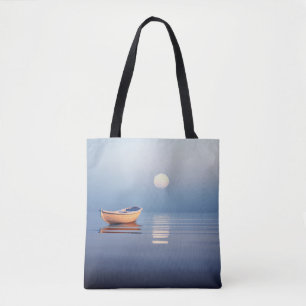 Lake Mist Moon Light Tranquil Peaceful  Tote Bag