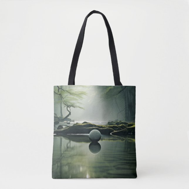 Lake Mist Tranquil Peaceful Nature  Tote Bag (Front)