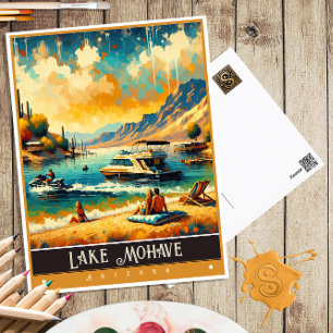 Lake Mohave, Arizona Vintage Painting Postcard