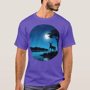 Lake Moonlight Camping Deer Hunting T-Shirt