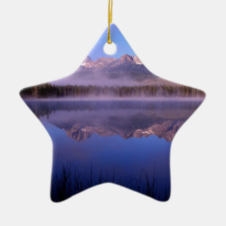 Lake Morning At Little Redfish Idaho Ceramic Tree Decoration