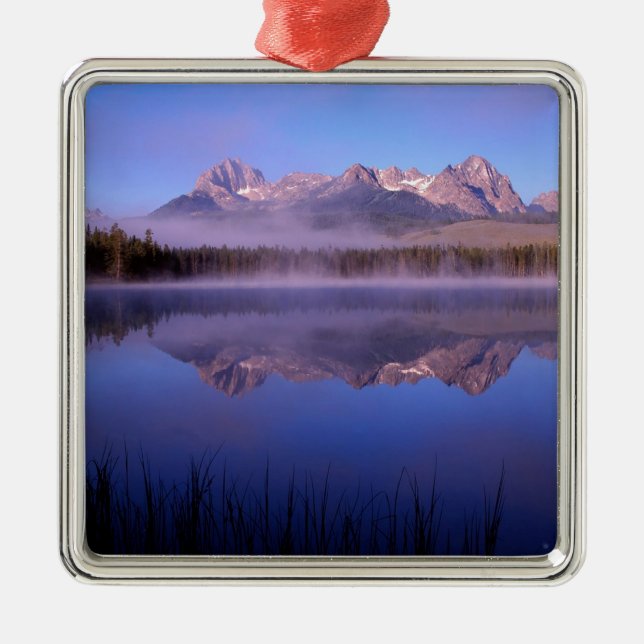 Lake Morning At Little Redfish Idaho Metal Tree Decoration (Front)