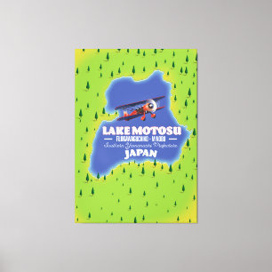 Lake Motosu Japanese Travel map. Canvas Print