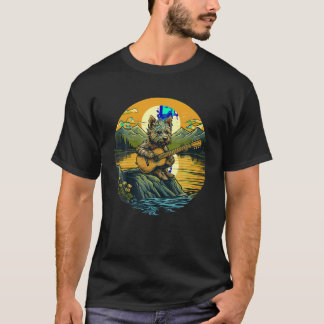 Lake Mountain Acoustic Guitar Cairn Terrier Dog T T-Shirt