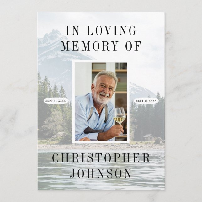 Lake Mountain Photo 2-Page Funeral Program Programme (Front)