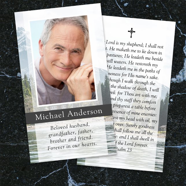 Lake Mountains Memorial Funeral Prayer Card (Creator Uploaded)