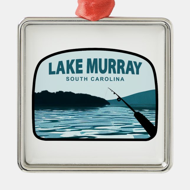 Lake Murray South Carolina Fishing Rod Metal Tree Decoration (Front)