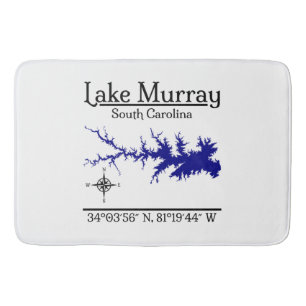 Lake Murray South Carolina Map Coordinates Artwork Bath Mat