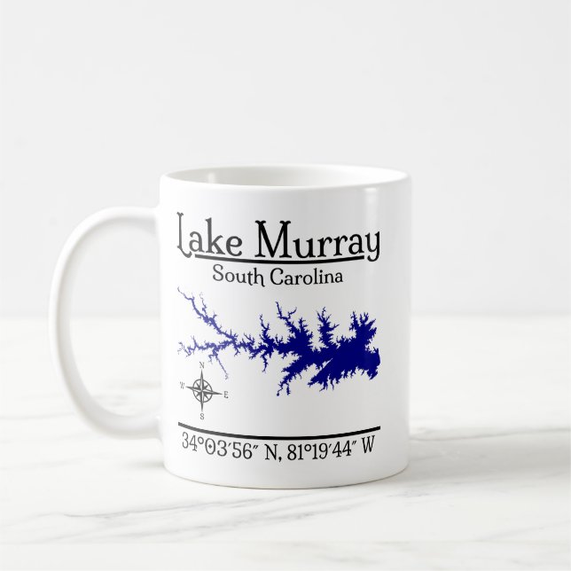 Lake Murray South Carolina Map Coordinates Artwork Coffee Mug (Left)