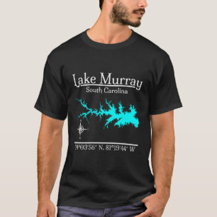 Lake Murray South Carolina Map Coordinates Artwork T-Shirt