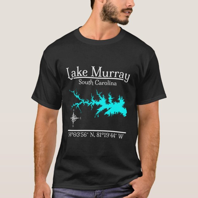Lake Murray South Carolina Map Coordinates Artwork T-Shirt (Front)