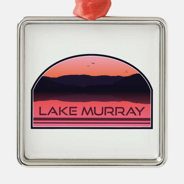 Lake Murray South Carolina Red Sunrise Metal Tree Decoration (Front)