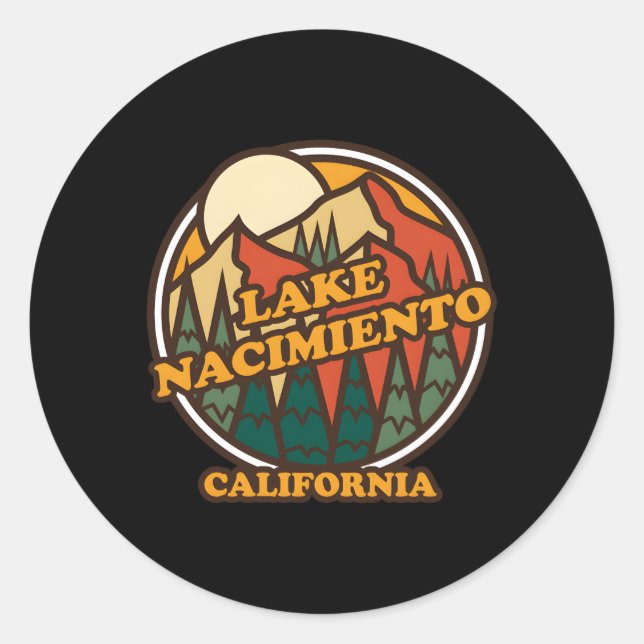 Lake Nacimiento California Mountain Hiking Classic Round Sticker (Front)
