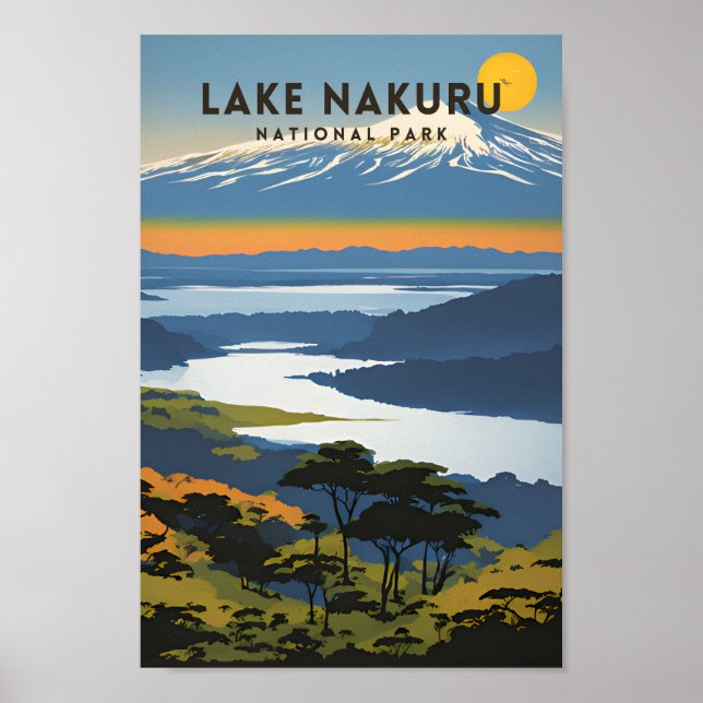 Lake Nakuru National Park Traditional Travel Poster (Front)