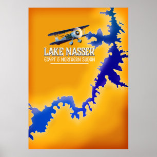 Lake Nasser Egypt and Sudan Map Poster
