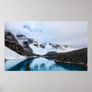 LAKE NEAR SNOW COVERED MOUNTAIN DURING DAYTIME POSTER
