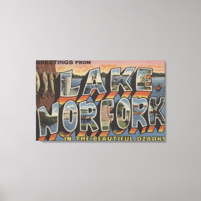 Lake Norfork, Arkansas - Large Letter Scenes Canvas Print (Front)