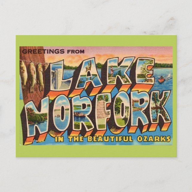 Lake Norfork Retro Postcard  (Front)