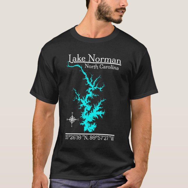 Lake Norman North Carolina Compass Coordinates T-Shirt (Front)