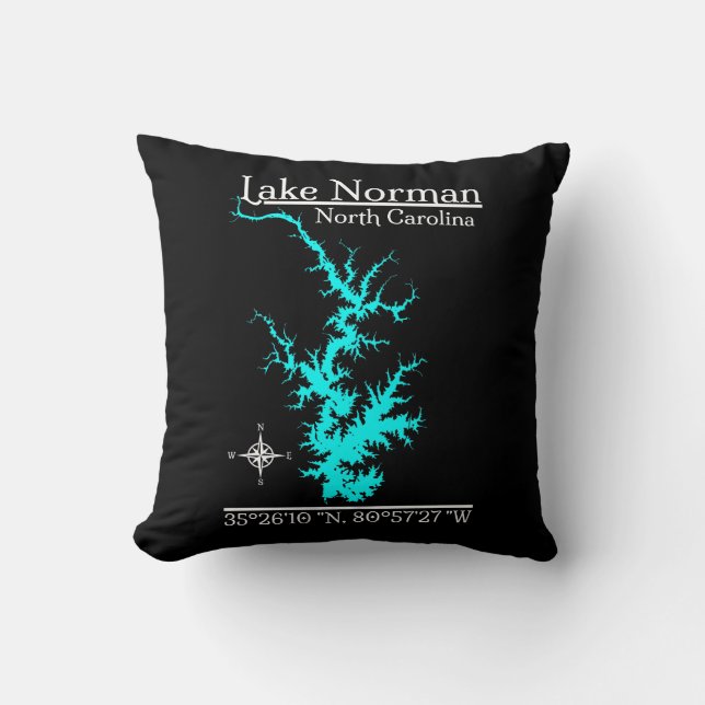 Lake Norman North Carolina Coordinates Cushion (Front)
