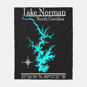 Lake Norman North Carolina Lake Map Fleece Blanket