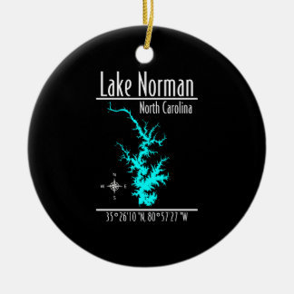 Lake Norman North Carolina Map Coordinates Ceramic Tree Decoration
