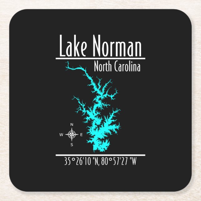 Lake Norman North Carolina Map Coordinates Coaster (Front)