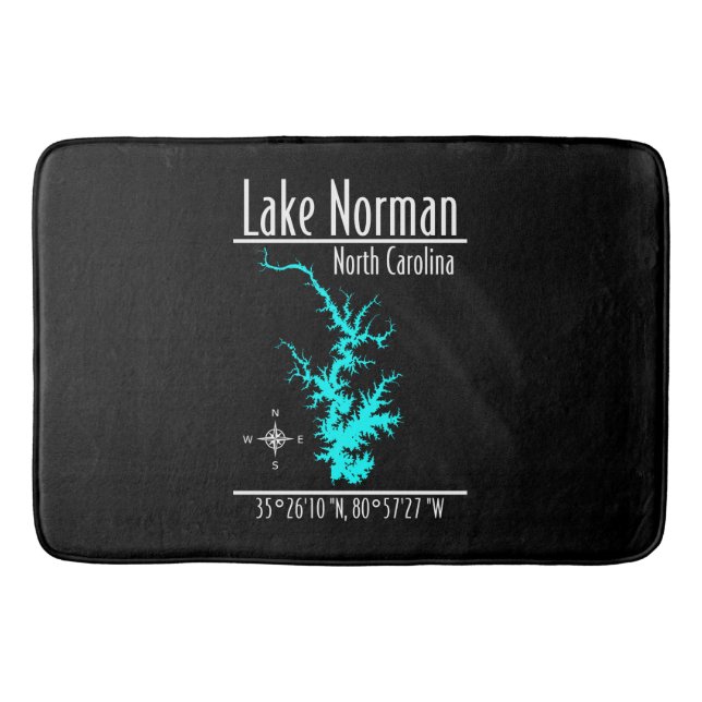 Lake Norman North Carolina Map Large Bath Mat (Front)