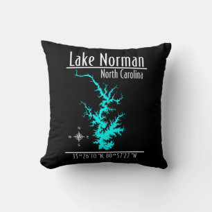 Lake Norman North Carolina Map Throw Pillow