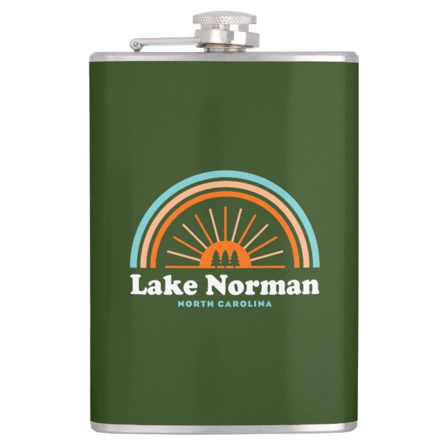 Lake Norman North Carolina Rainbow Hip Flask (Front)