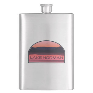Lake Norman North Carolina Red Sunrise Hip Flask