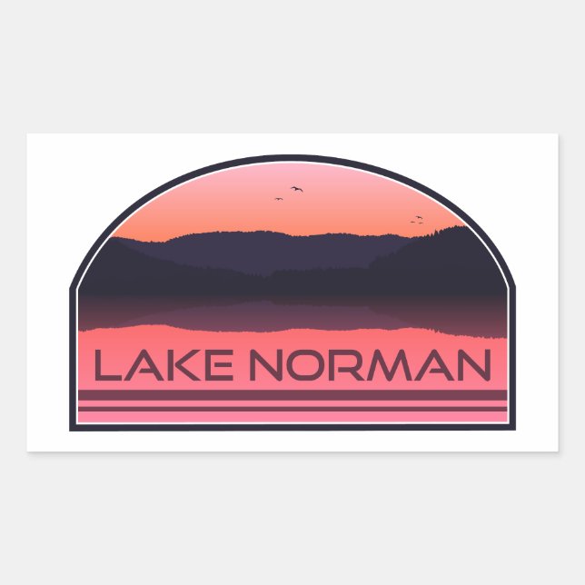 Lake Norman North Carolina Red Sunrise Rectangular Sticker (Front)
