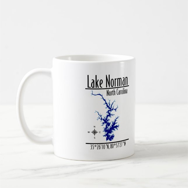 Lake Norman North Carolina Two-Sided Map Mug (Left)