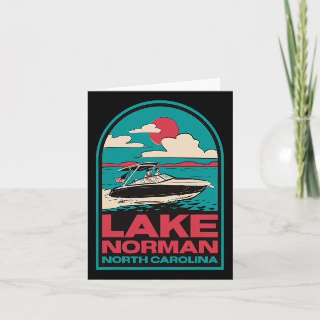 Lake Norman Retro Boating Nc  Card (Front)