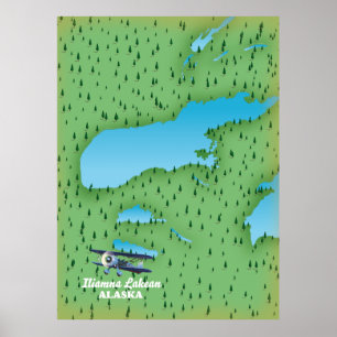 Lake Norman South Carolina retro map Poster