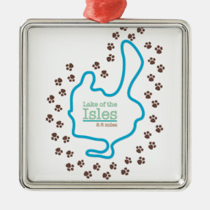 Lake of the Isles with Dog Paw Prints Metal Tree Decoration