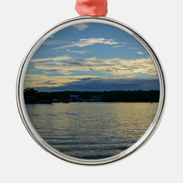 Lake Of The Ozarks Blue Sunset Metal Tree Decoration (Front)