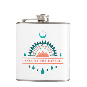 lake of the ozarks boho rainbow moon hip flask
