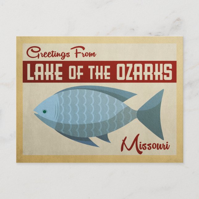 Lake of the Ozarks Fish Vintage Travel Postcard (Front)