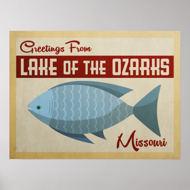 Lake of the Ozarks Fish Vintage Travel Poster (Front)