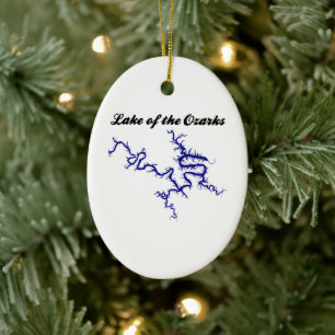 Lake of the Ozarks Missouri Blue Shoreline Map Ceramic Tree Decoration