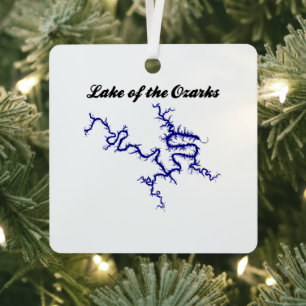 Lake of the Ozarks Missouri Blue Shoreline Map Metal Tree Decoration
