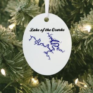 Lake of the Ozarks Missouri Blue Shoreline Map Metal Tree Decoration