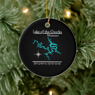 Lake of the Ozarks Missouri Lake Map Ceramic Tree Decoration