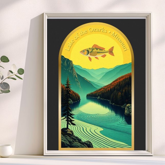 Lake of the Ozarks Missouri landscape fish retro  Poster (Creator Uploaded)